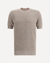 Cotton and linen knit T-Shirt - BEIGE | Base Blu