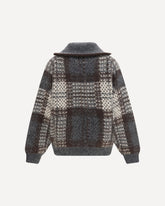 Checked wool zip Cardigan - GREY | Base Blu