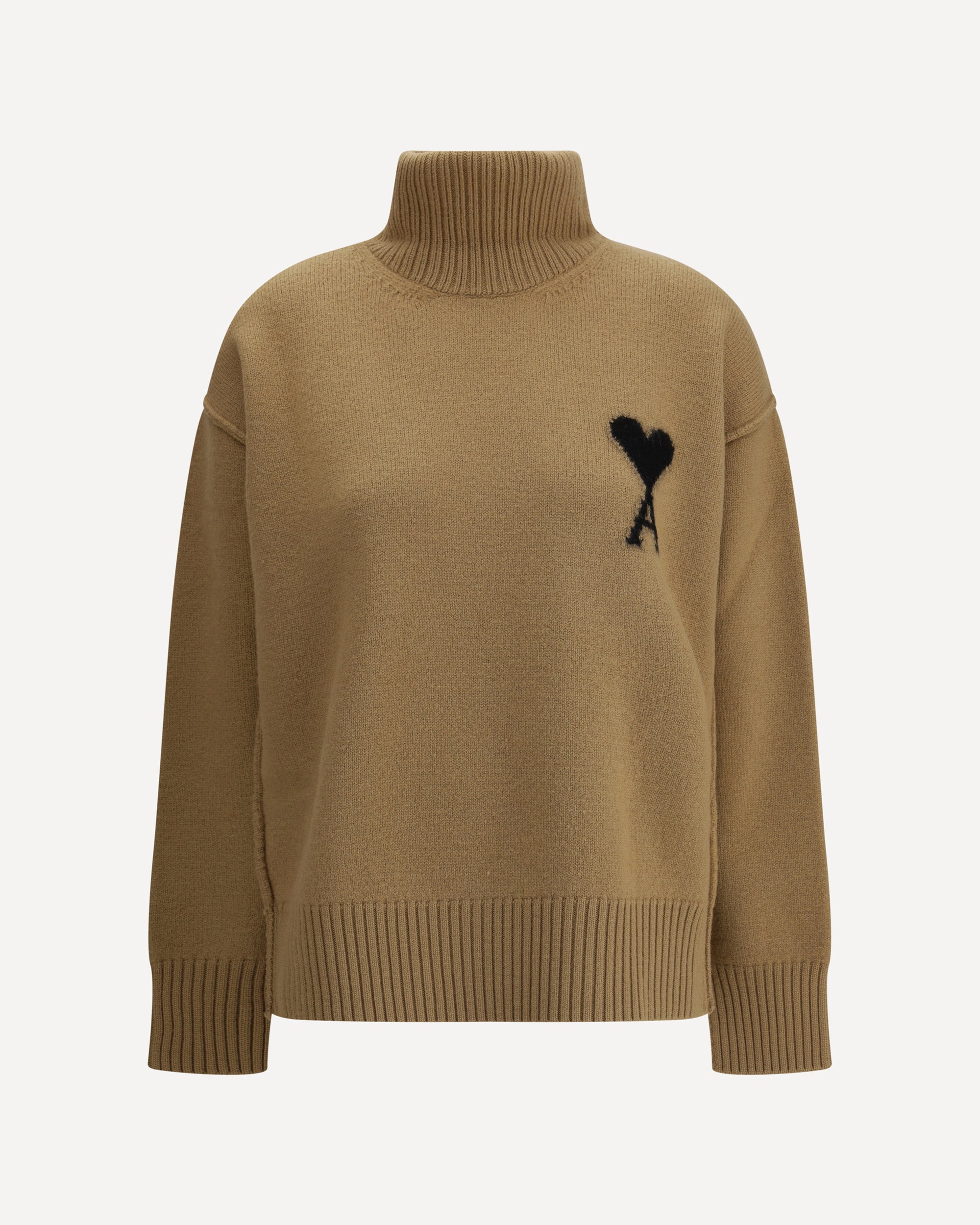 AMI PARIS Ami De Coeur Turtleneck Sweater BROWN | Base Blu
