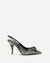 Floral-detail leather Slingback Pumps - GREY | Base Blu