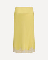 Satin Midi Skirt with lace inserts - YELLOW | Base Blu