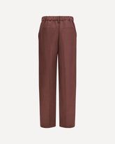 Wide-Leg Pants in linen with elastic waistband and belt loops - BROWN | Base Blu