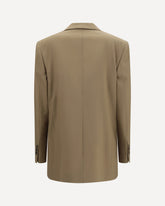 Double-breasted stretch wool blend Blazer - BEIGE | Base Blu