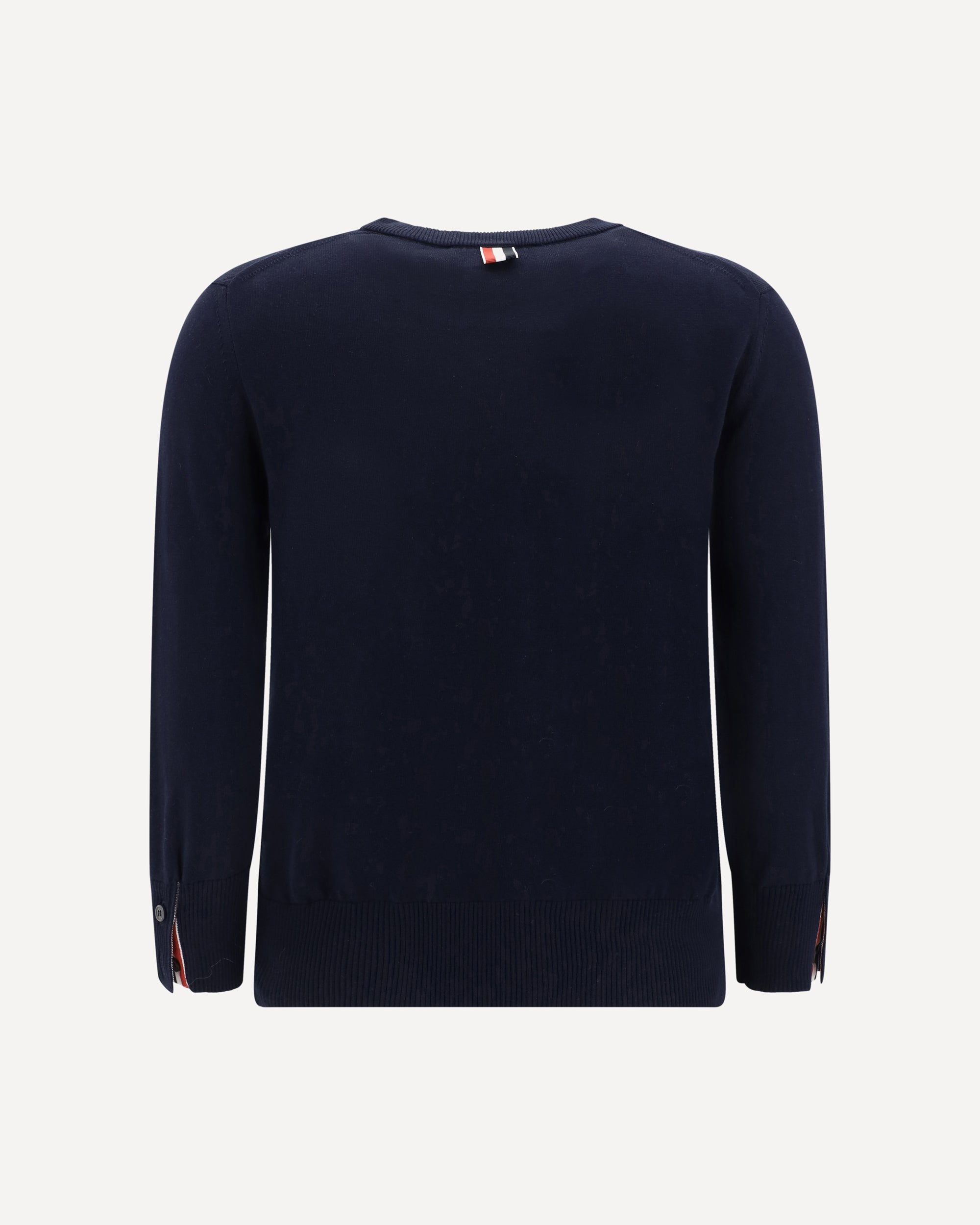 THOM BROWNE White bands crew neck Sweater BLUE | Base Blu THOM BROWNE White bands crew neck Sweater BLUE | Base Blu