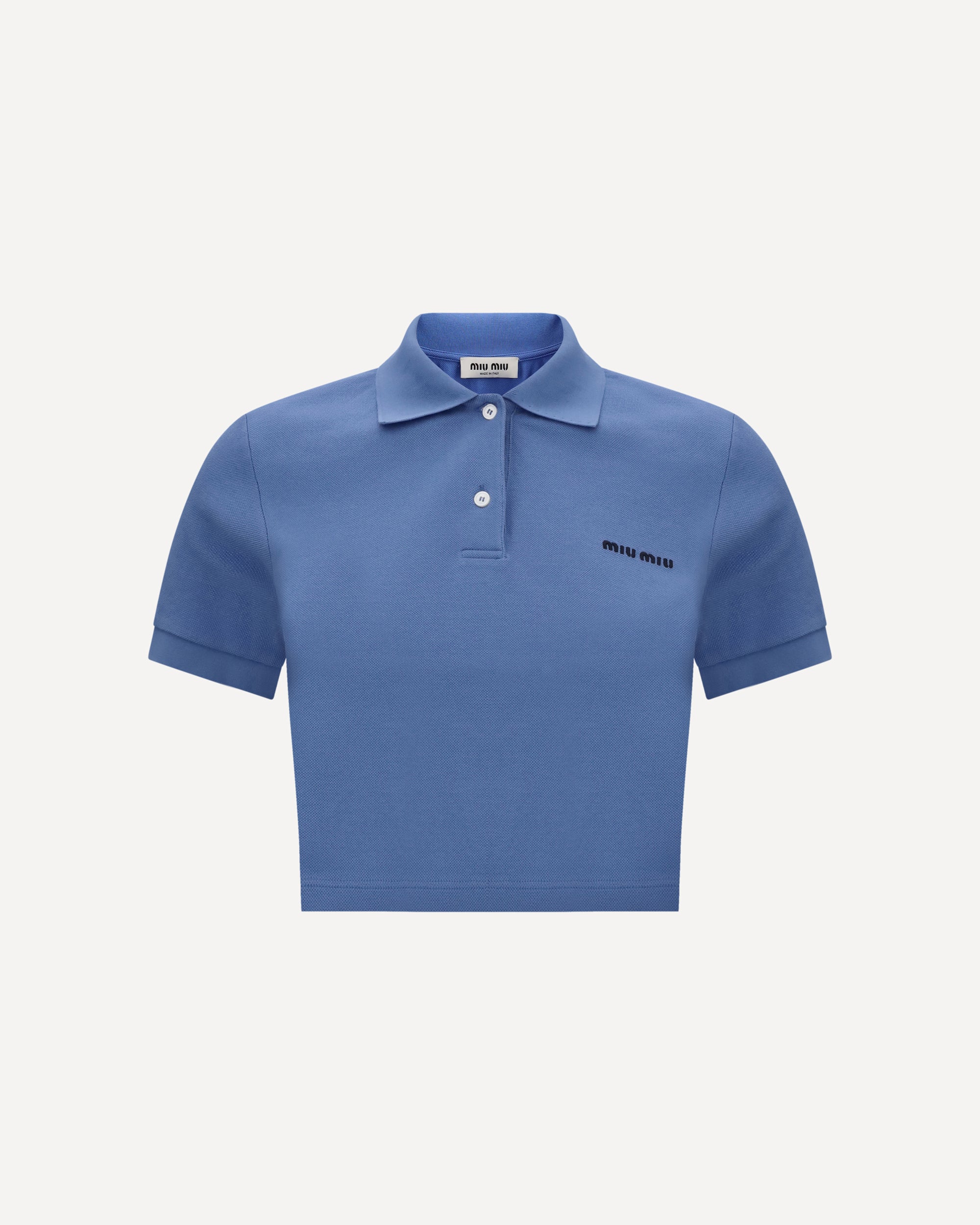 MIU MIU Polo crop Shirt LIGHT BLUE | Base Blu