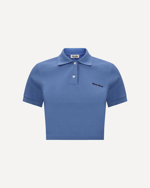 MIU MIU Polo crop Shirt LIGHT BLUE | Base Blu
