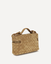 Suede Vanity Case Shoulder Bag - BEIGE | Base Blu