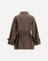 Technical cotton-blend twill Trench - BROWN | Base Blu