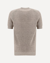 Cotton and linen knit T-Shirt - BEIGE | Base Blu