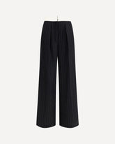Sartorial high-waisted pinstripe wool-blend Trousers - BLACK | Base Blu