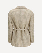 Silk organza Jacket with Dazzling Net Embroidery - CREAM | Base Blu
