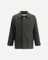 Caban oversize in gabardine di lana cotta - GRIGIO | Base Blu