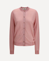 Cardigan girocollo in viscosa con logo ricamato - ROSA | Base Blu