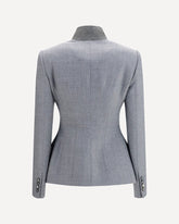 Pinstripe wool Jacket with crossed lapels - GREY | Base Blu