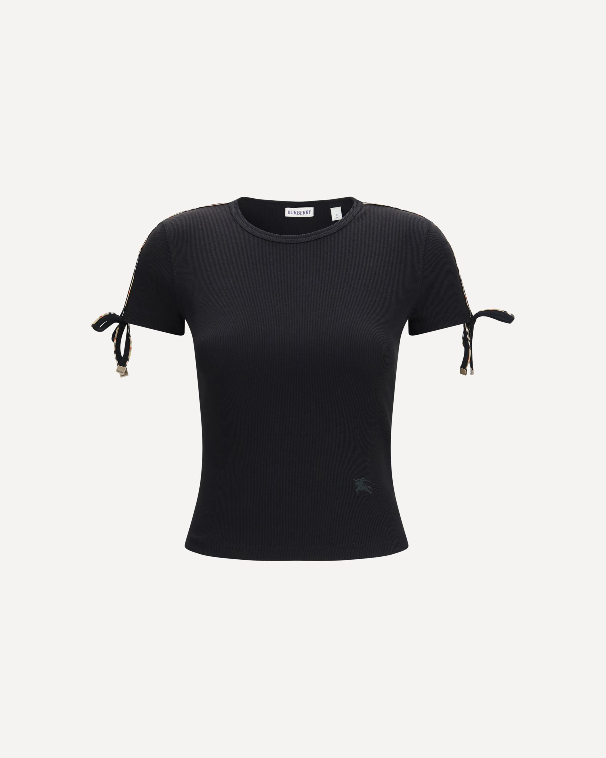 BURBERRY Cotton lace-detail T-shirt BLACK | Base Blu