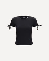 Cotton lace-detail T-shirt - BLACK | Base Blu