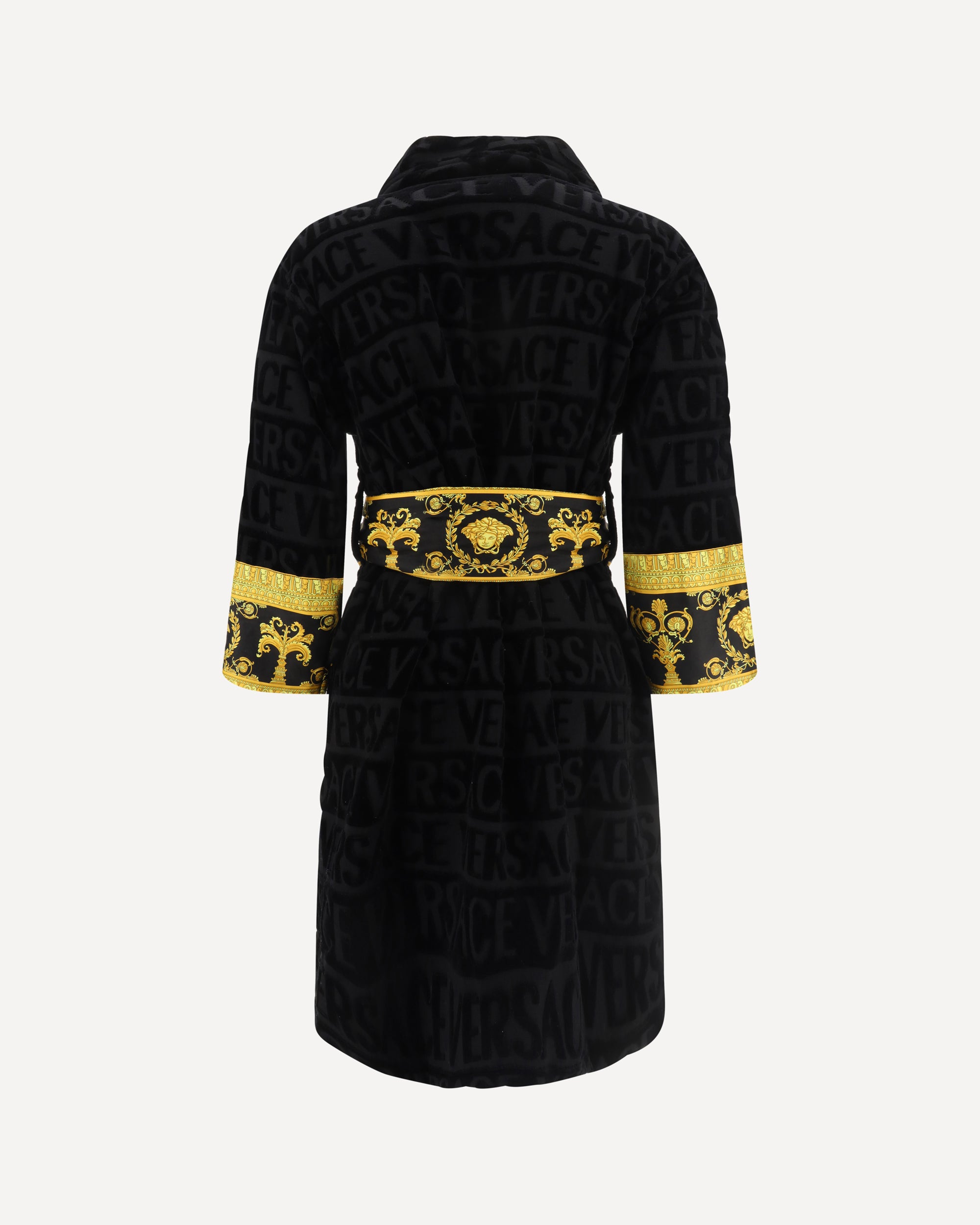 versace dressing robe Bathrobe BLACK ruffle shoulders Burgundy velvet short prom Dry clean Made in neck:15