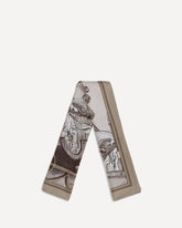 Foulard in seta con stampa incisione cavaliere - BEIGE | Base Blu