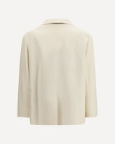 Fluid twill Jacket in viscose and linen with monile - CREAM | Base Blu