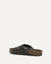 Lace-up Slides with monili embellishment - BLACK | Base Blu
