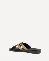 Drift leather and Check Sandals - BLACK | Base Blu
