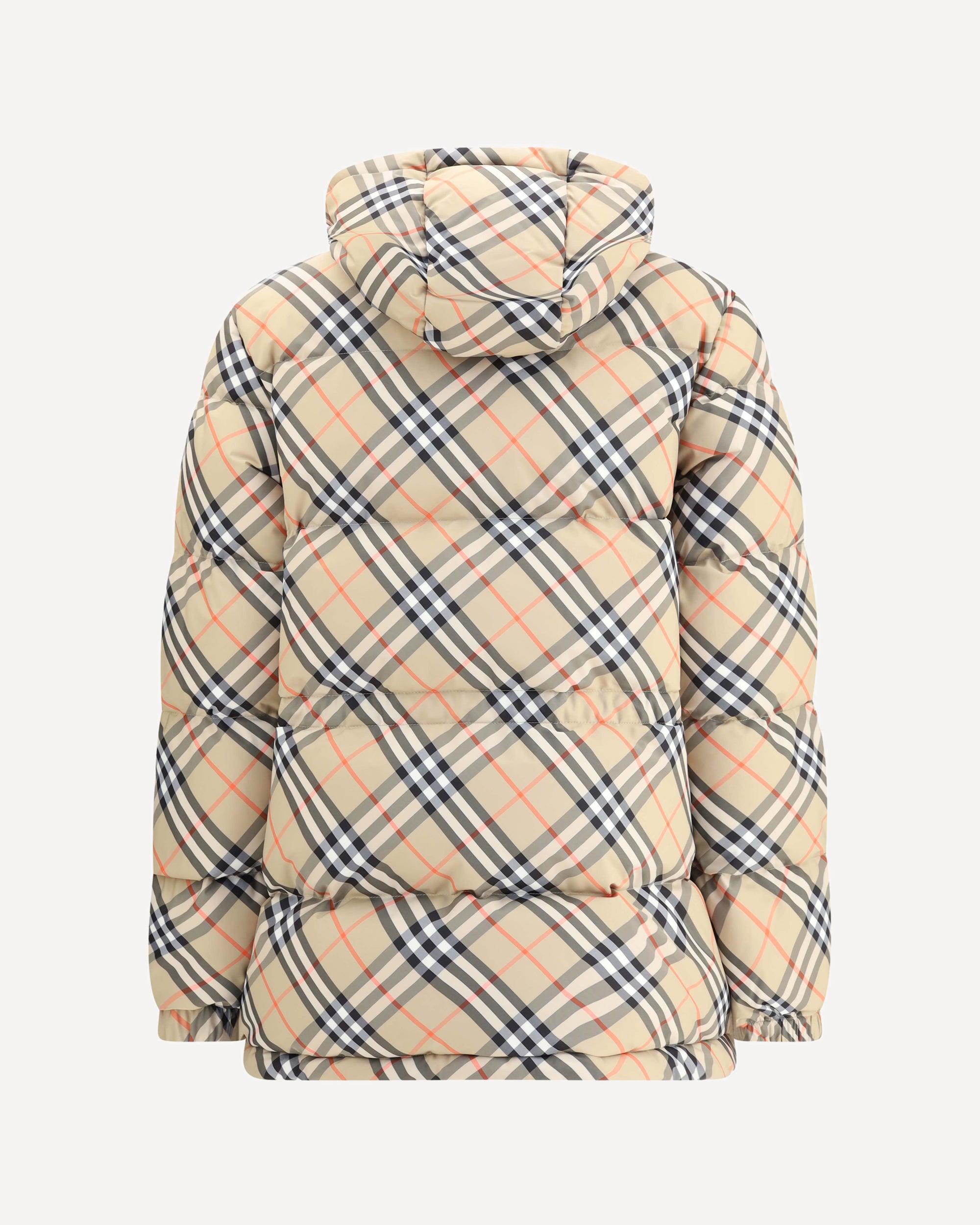 BURBERRY Hooded Check Down Jacket BEIGE | Base Blu
