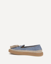 Suede Loafers with crochet detail - LIGHT BLUE | Base Blu