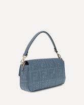 Borsa a Spalla in rafia intrecciata con ricamo FF  - BLU | Base Blu