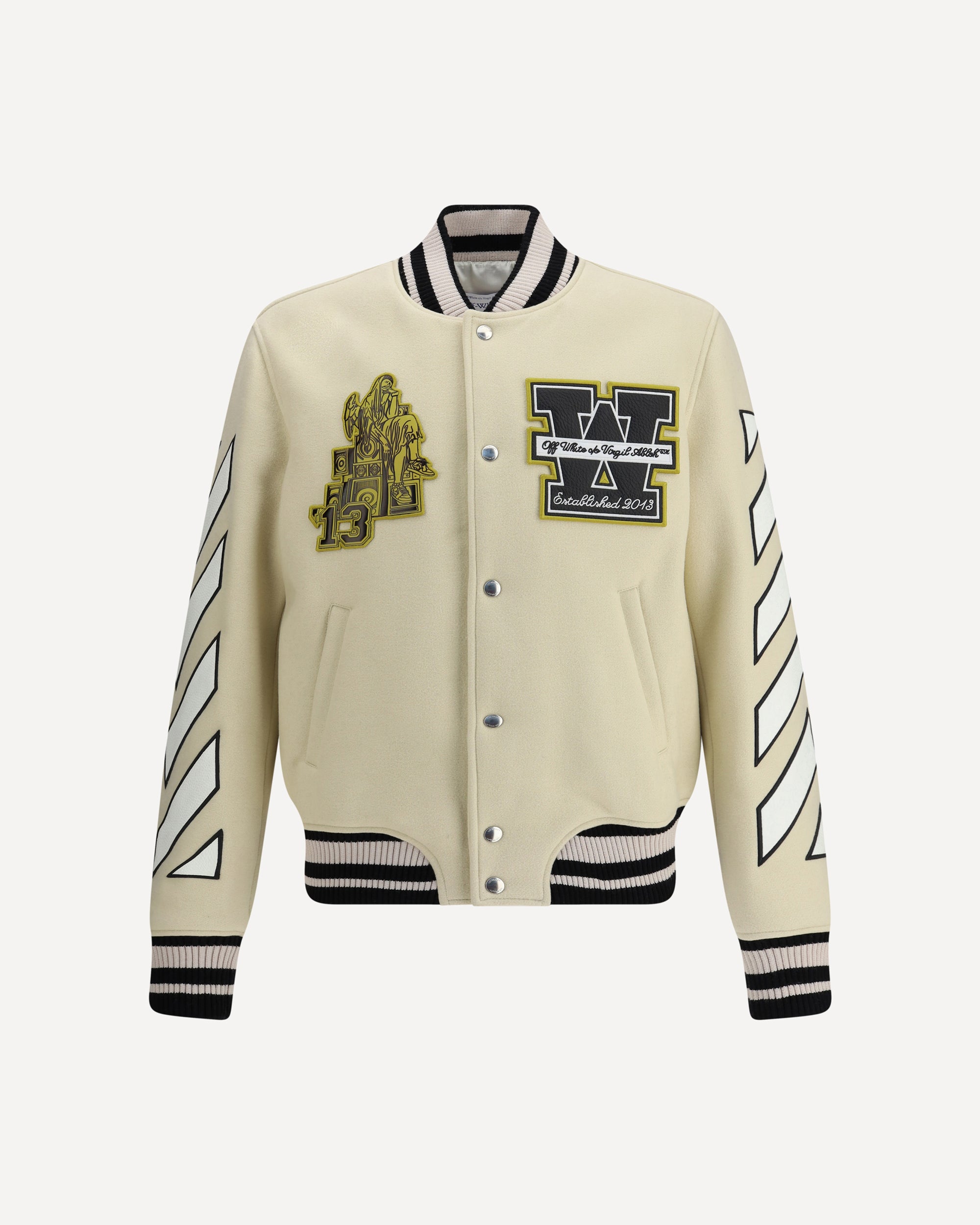 OFF-WHITE Lion Wool Varsity Jacket CREAM | Base Blu