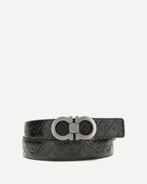 Reversible leather Gancini Belt - BLACK | Base Blu