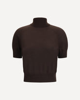 Maglia in lana a maniche corte - MARRONE | Base Blu