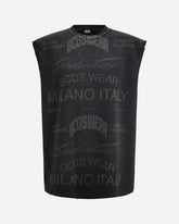 History sleeveless Sweatshirt in cotton with all-over “History” print - BLACK | Base Blu
