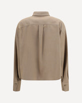 No Fade Sparkling denim Shirt with Shiny Collar - BEIGE | Base Blu