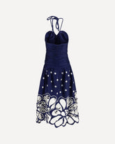 Richelieu embroidered midi Dress - BLUE | Base Blu