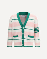 Classic stripe seed stitch V Neck Cardigan - MULTICOLOUR | Base Blu