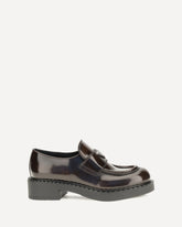 Leather logo Loafers - BROWN | Base Blu