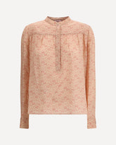 Blouse with foliage print and refined stand-up collar - PINK | Base Blu