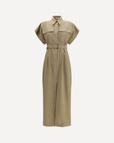 Pocket belted midi Dress - BEIGE | Base Blu