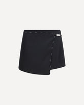 Satin mini Skirt-Shorts with logo trim - BLACK | Base Blu