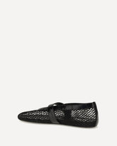 Ballerine Flat in rete e pelle goffrata effetto coccodrillo - NERO | Base Blu