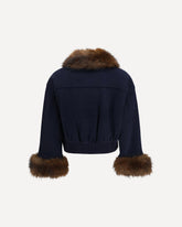 Wool-blend Jacket with faux fur collar -  | Base Blu