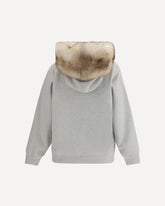 Felpa con cappuccio rifinito in shearling - GRIGIO | Base Blu