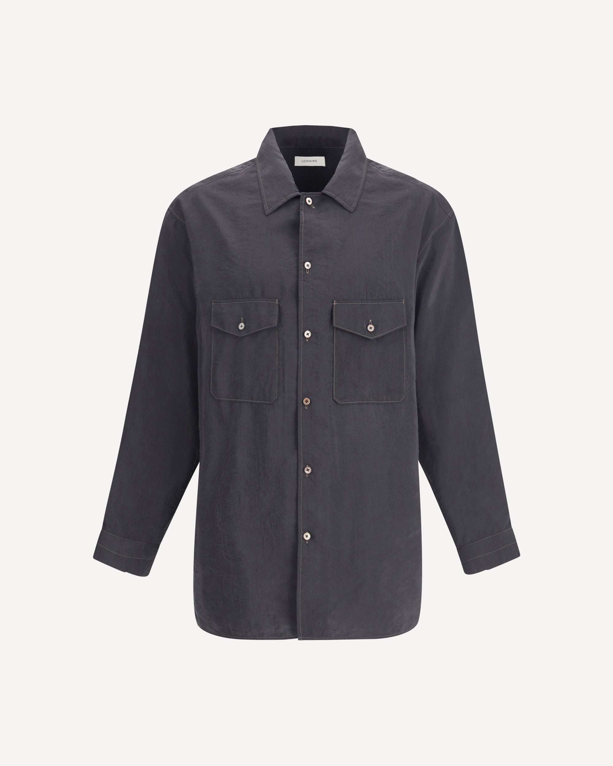 LEMAIRE Convertible Collar Shirt GREY | Base Blu