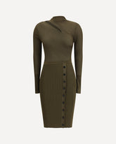 Ribbed midi Dress - KHAKI  | Base Blu
