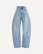 Rounded denim Trousers - LIGHT BLUE | Base Blu