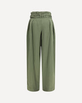 Pantaloni a vita alta in serge - VERDE | Base Blu