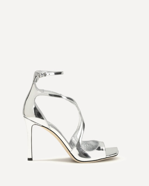 JIMMY CHOO Azia 95 patent leather Sandals SILVER | Base Blu