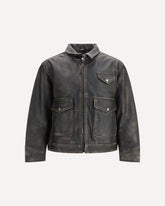 Aged Leather Jacket - BROWN | Base Blu