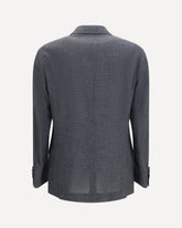 Deconstructed Jacket in flame-textured wool, silk, and linen - GREY | Base Blu