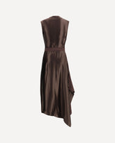 Asymmetric Dress crafted from stretch viscose cady - BROWN | Base Blu